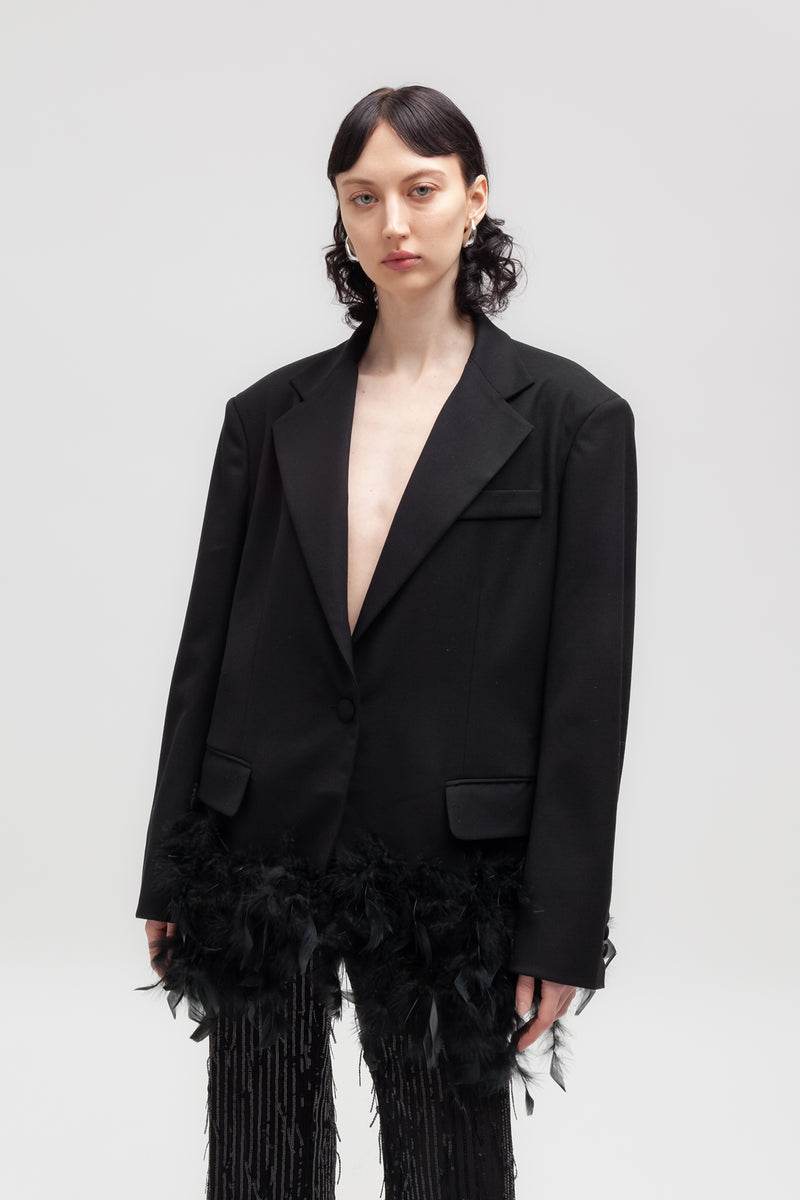 Weili zheng Giacca in gabardina con piume Ritorno libero