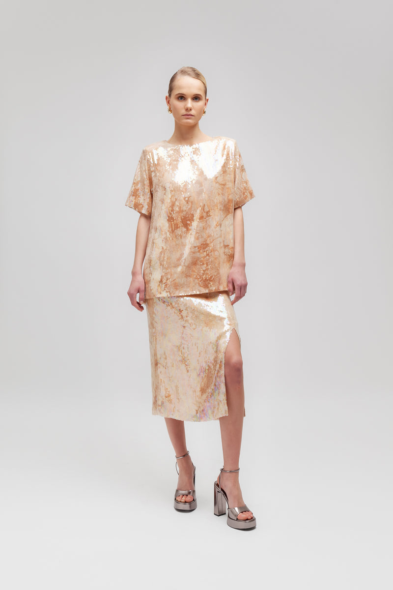 Weili zheng T-shirt in paillettes Latest stili