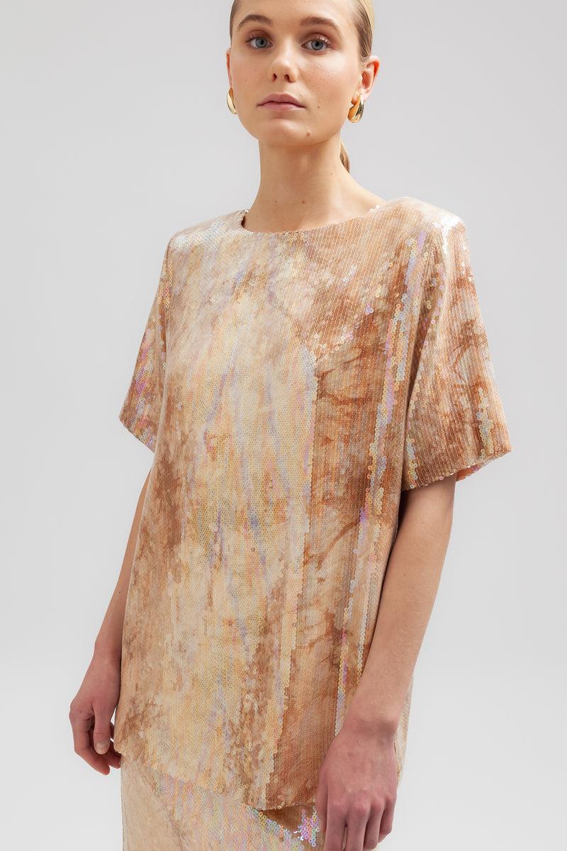 Weili zheng T-shirt in paillettes Latest stili