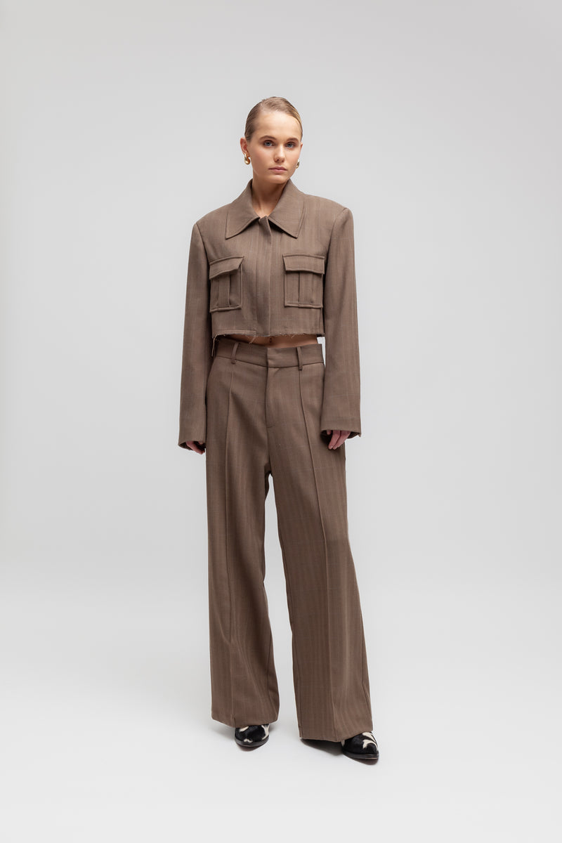 Weili zheng Pantalone wide leg in panno spigato Only for today