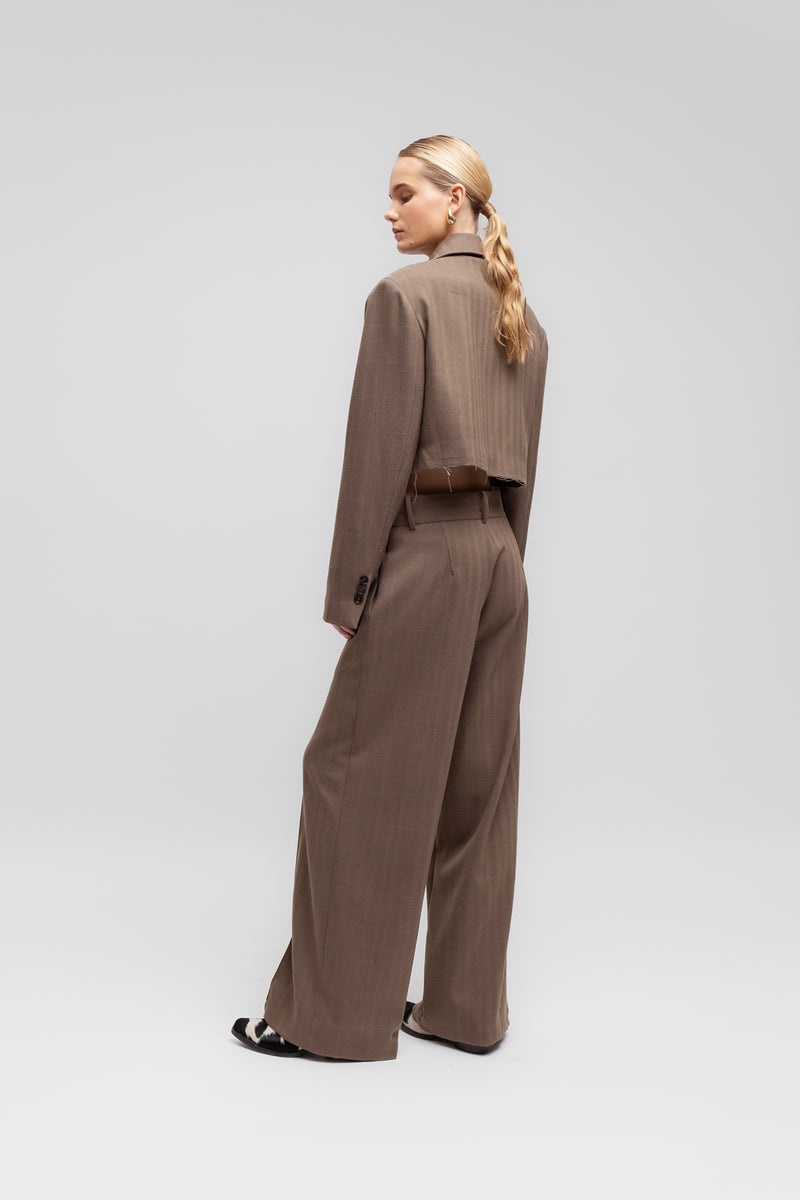 Weili zheng Pantalone wide leg in panno spigato Only for today