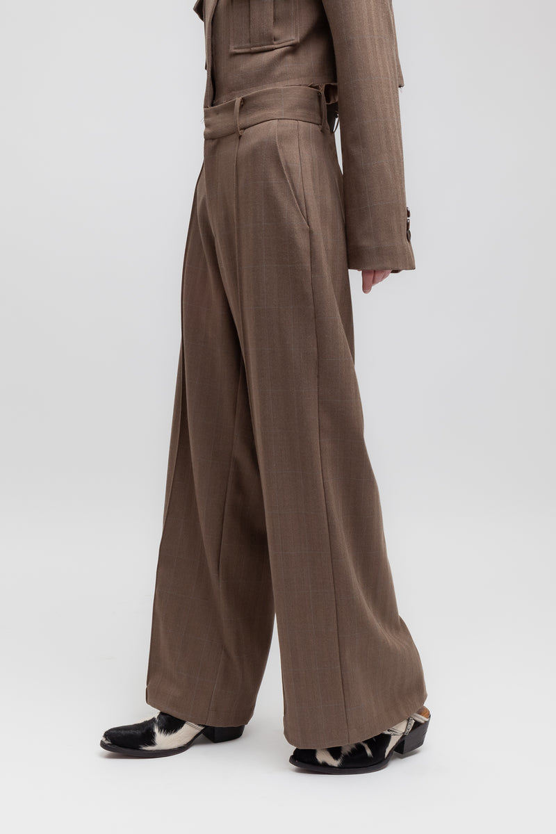 Weili zheng Pantalone wide leg in panno spigato Only for today