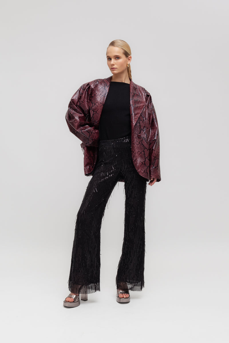 Weili zheng Pantalone flare in paillettes Sostegno trimestrale