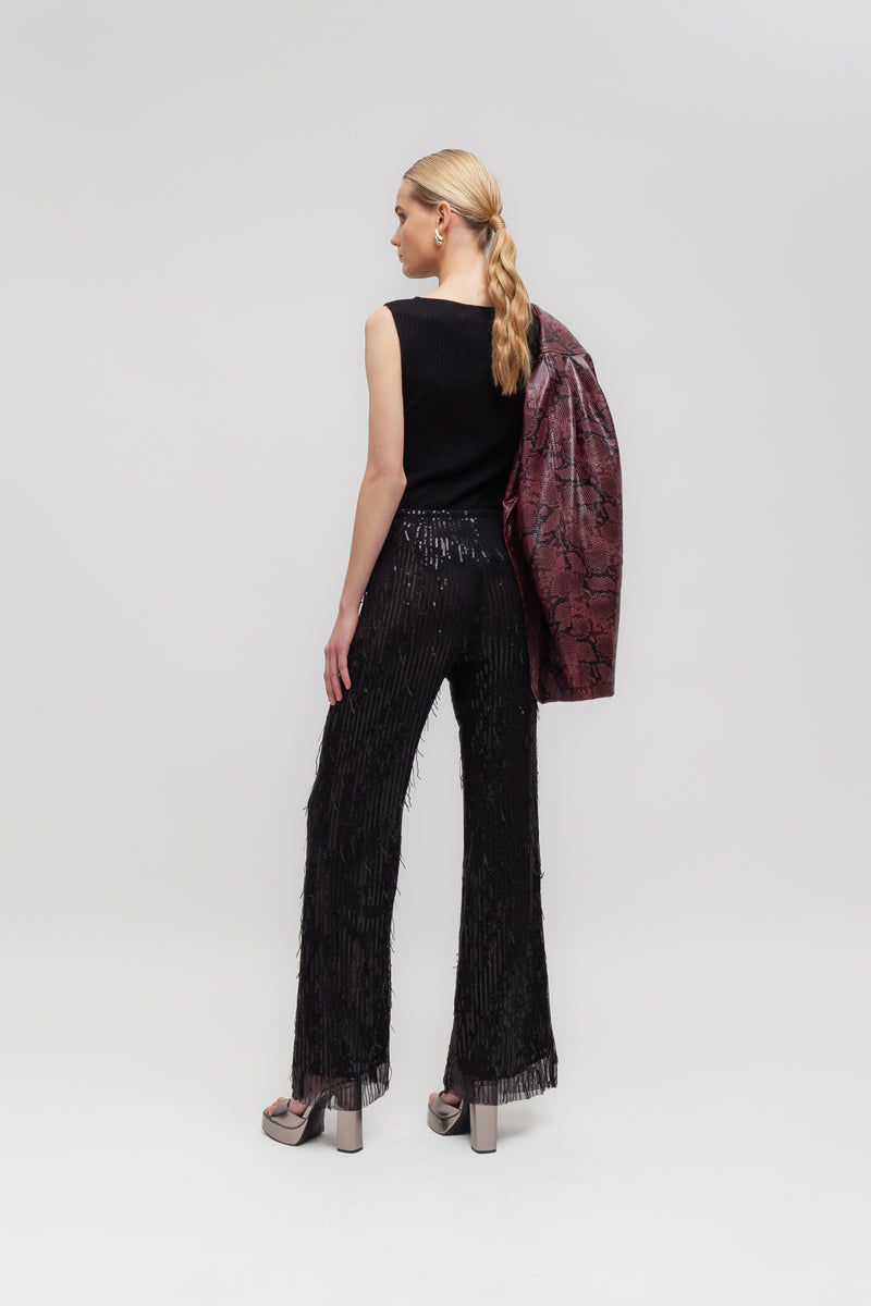 Weili zheng Pantalone flare in paillettes Sostegno trimestrale