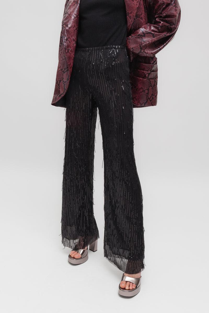 Weili zheng Pantalone flare in paillettes Sostegno trimestrale