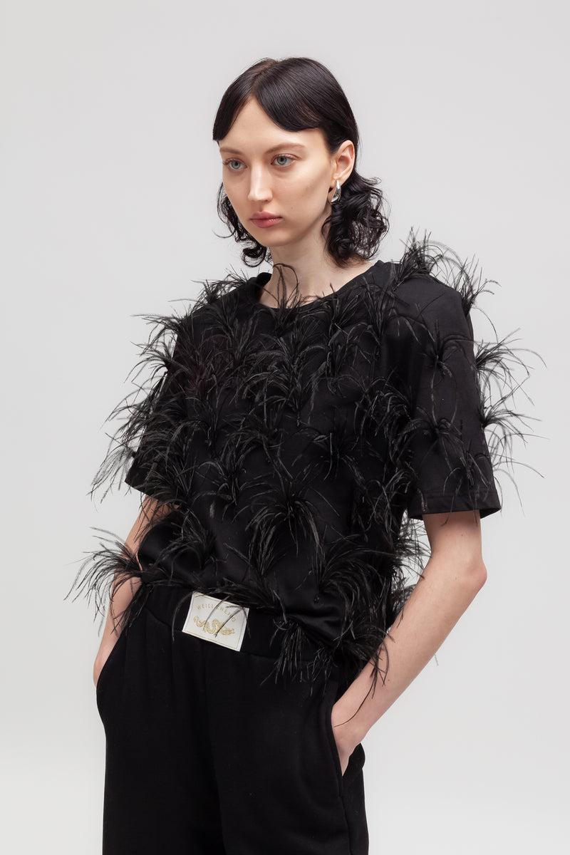 Weili zheng T-shirt con piume Enormi sconti