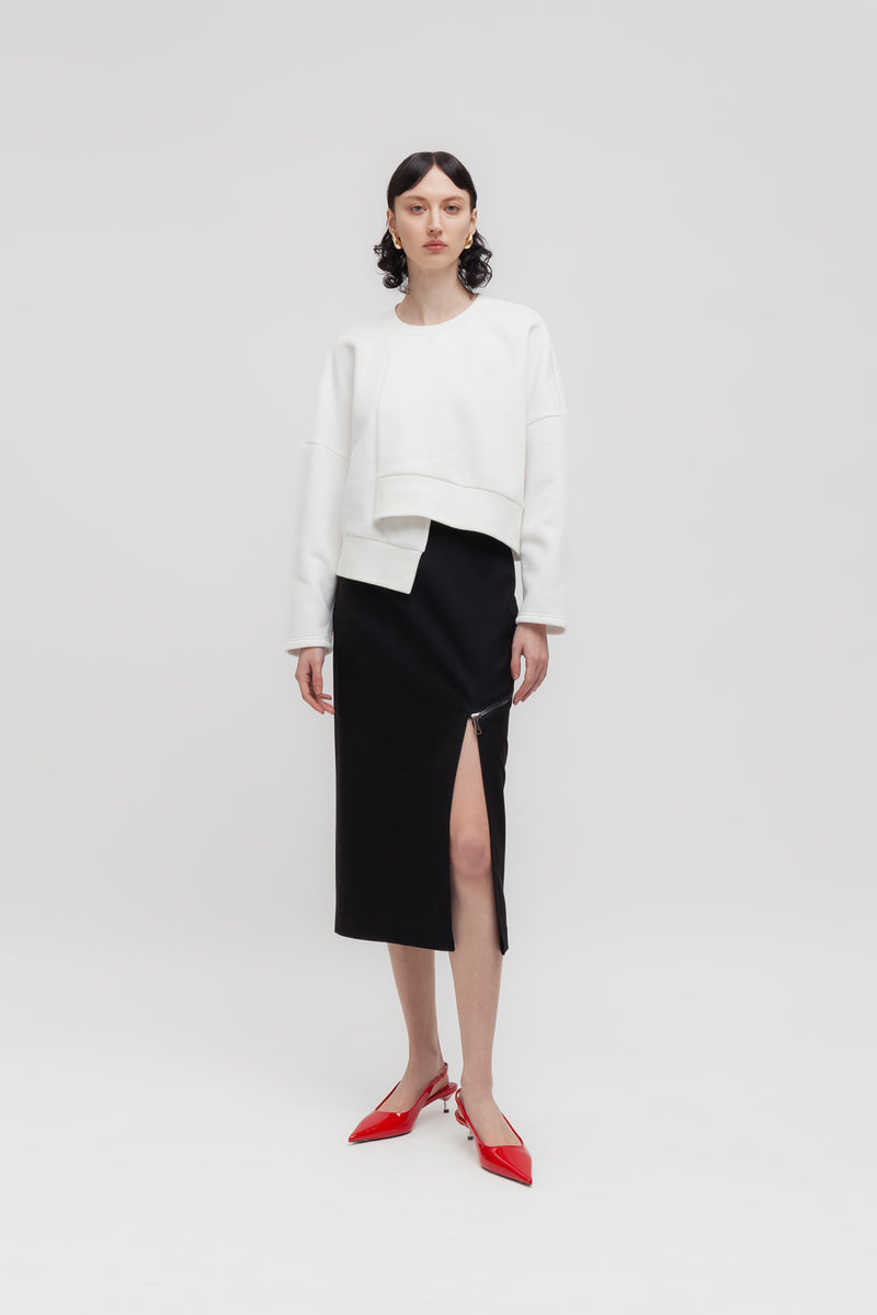 Weili zheng Longuette in gabardina con zip diagonale Vendita Economica