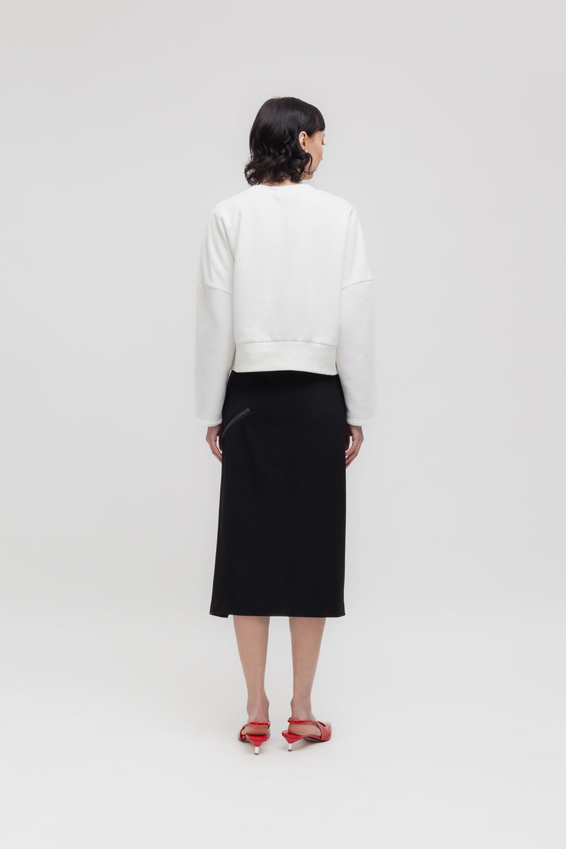 Weili zheng Longuette in gabardina con zip diagonale Vendita Economica