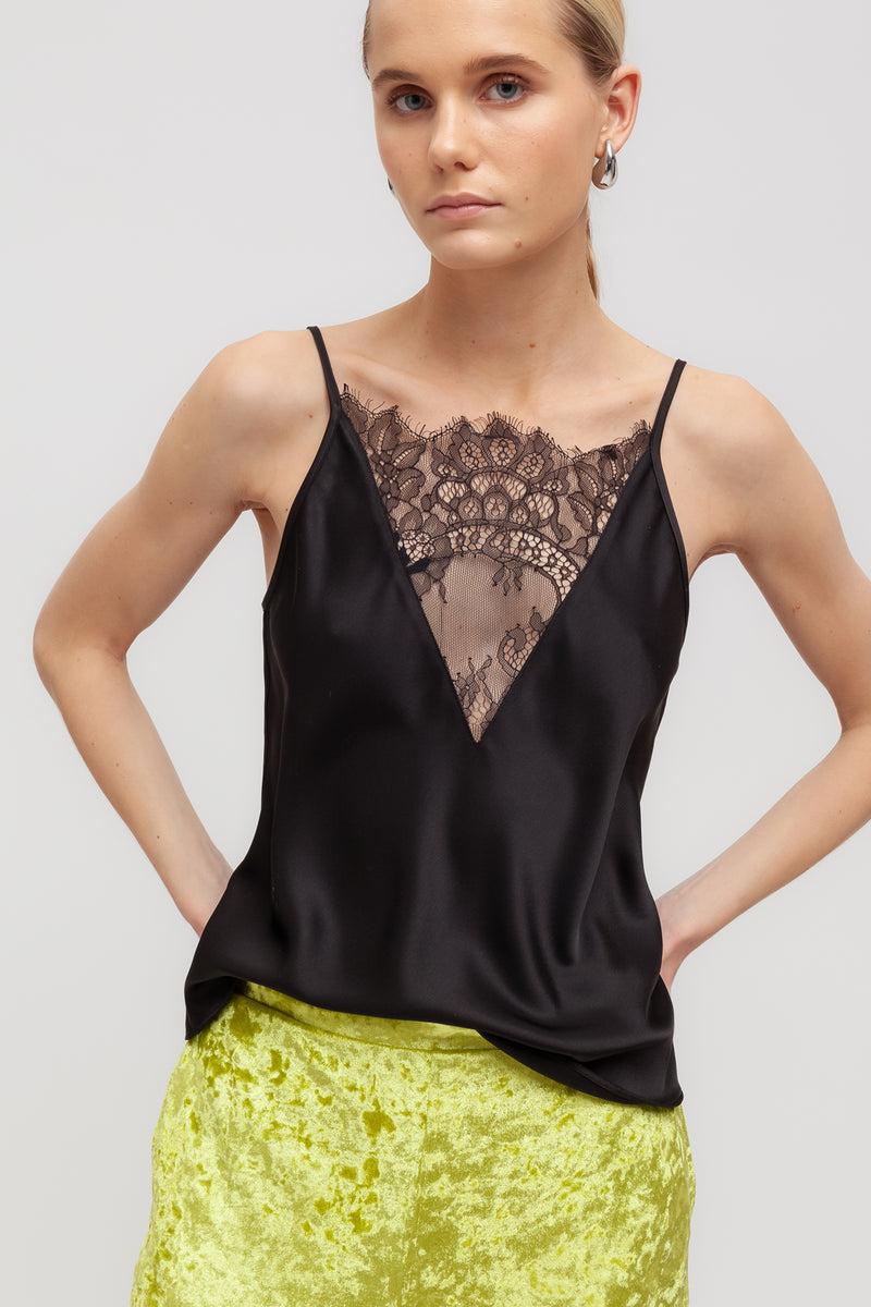 Weili zheng Canottiera in satin con pizzo Negozio online di fabbrica