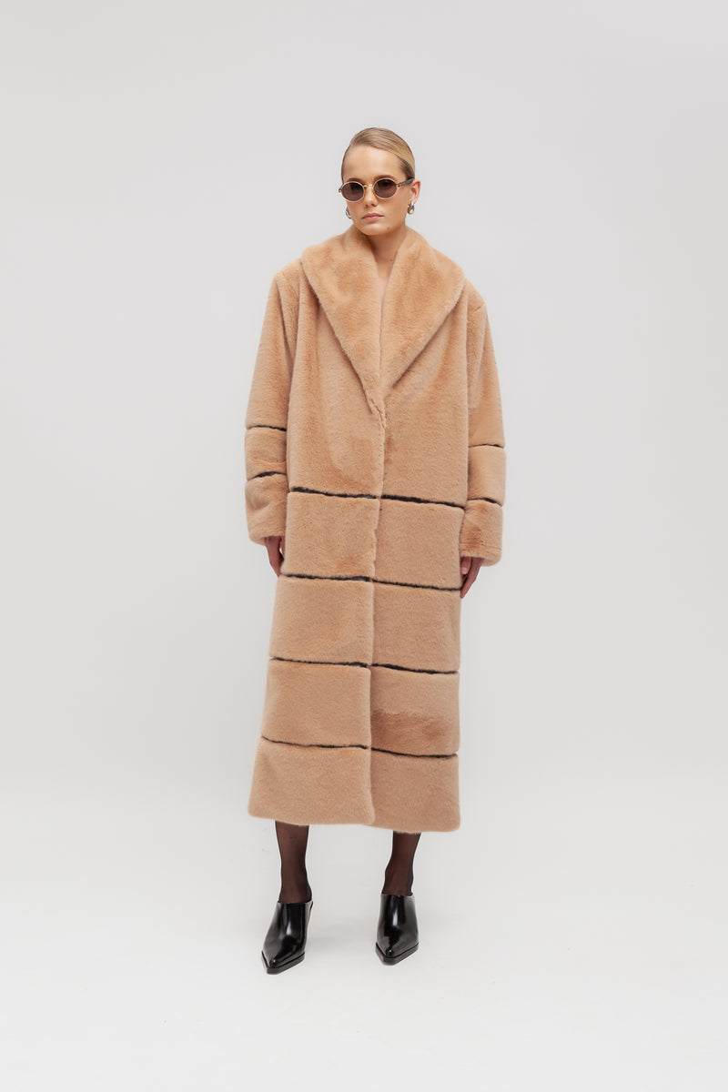 Weili zheng Ecopelliccia lunga con inserti a contrasto Black Friday