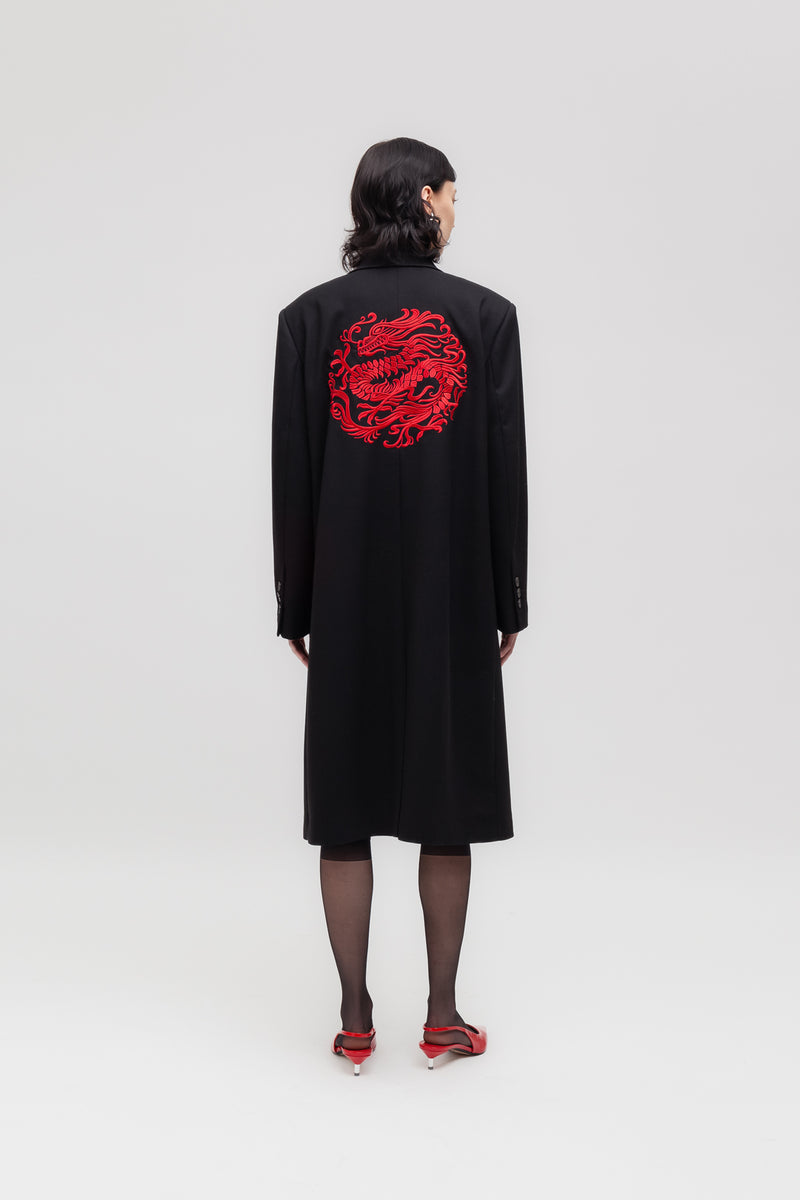 Weili zheng Cappotto in gabardina con ricamo drago Offerta Anniversario