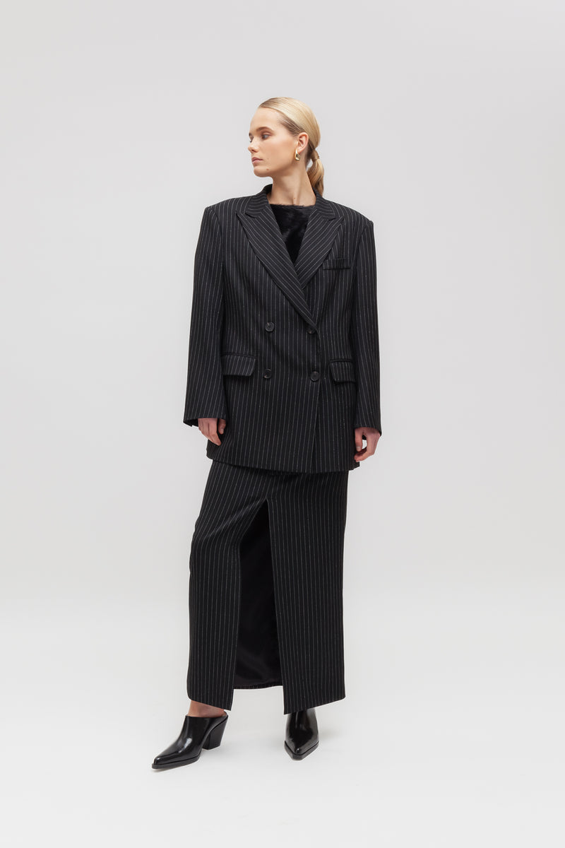 Weili zheng Blazer gessato con spalle imbottite Latest fashion
