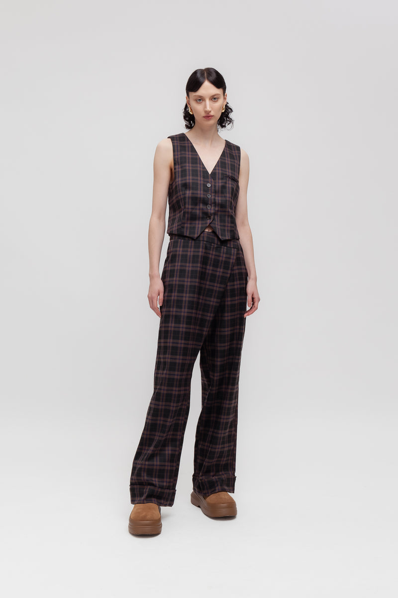 Weili zheng Gilet classico in gabardina check Offerte speciali