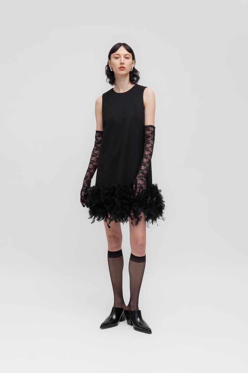 Weili zheng Abito a trapezio con piume Fino al 65% di sconto