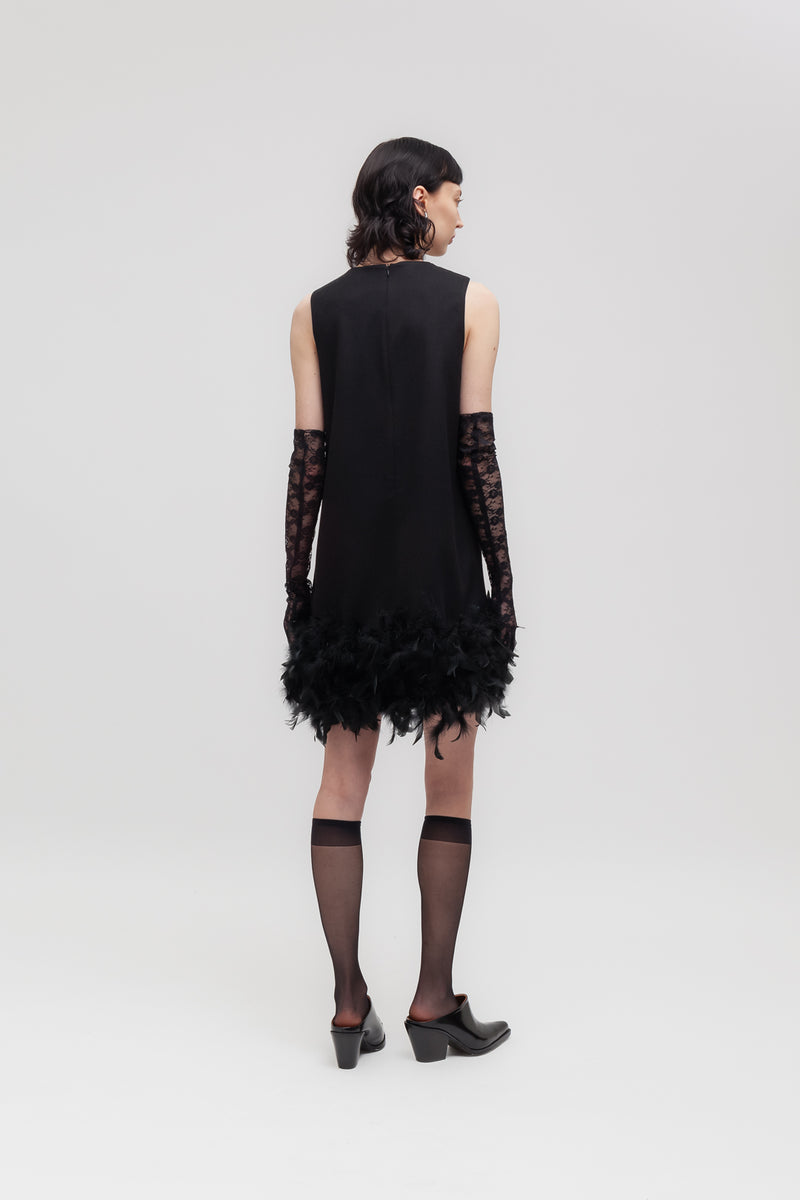 Weili zheng Abito a trapezio con piume Fino al 65% di sconto