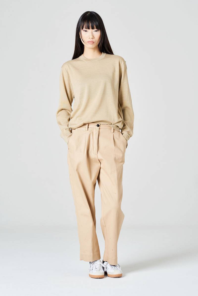 ﻿White sand Pantalone gamba dritta in bull denim di cotone