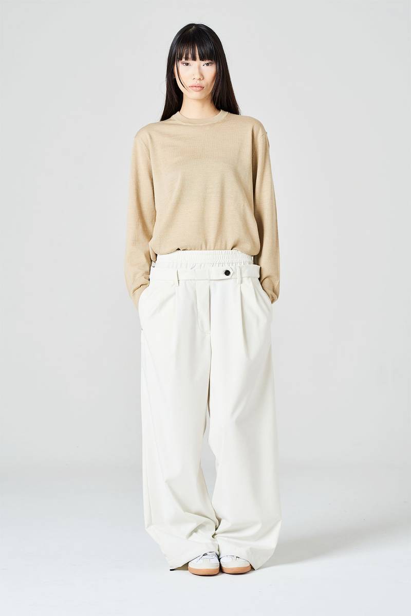 White sand Pantalone palazzo con doppia vita alta Offerta Giorno del Papà