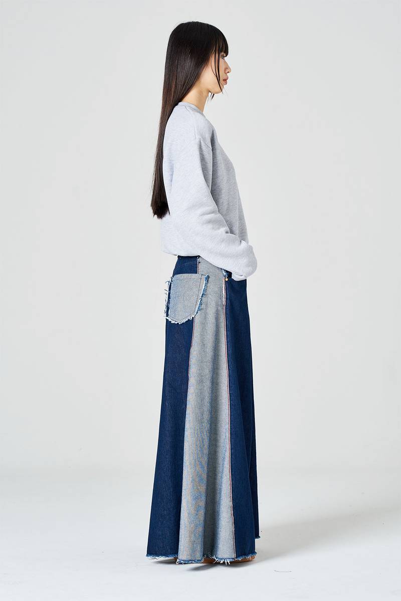 White sand Pantalone palazzo cinque tasche in denim Grandi sconti