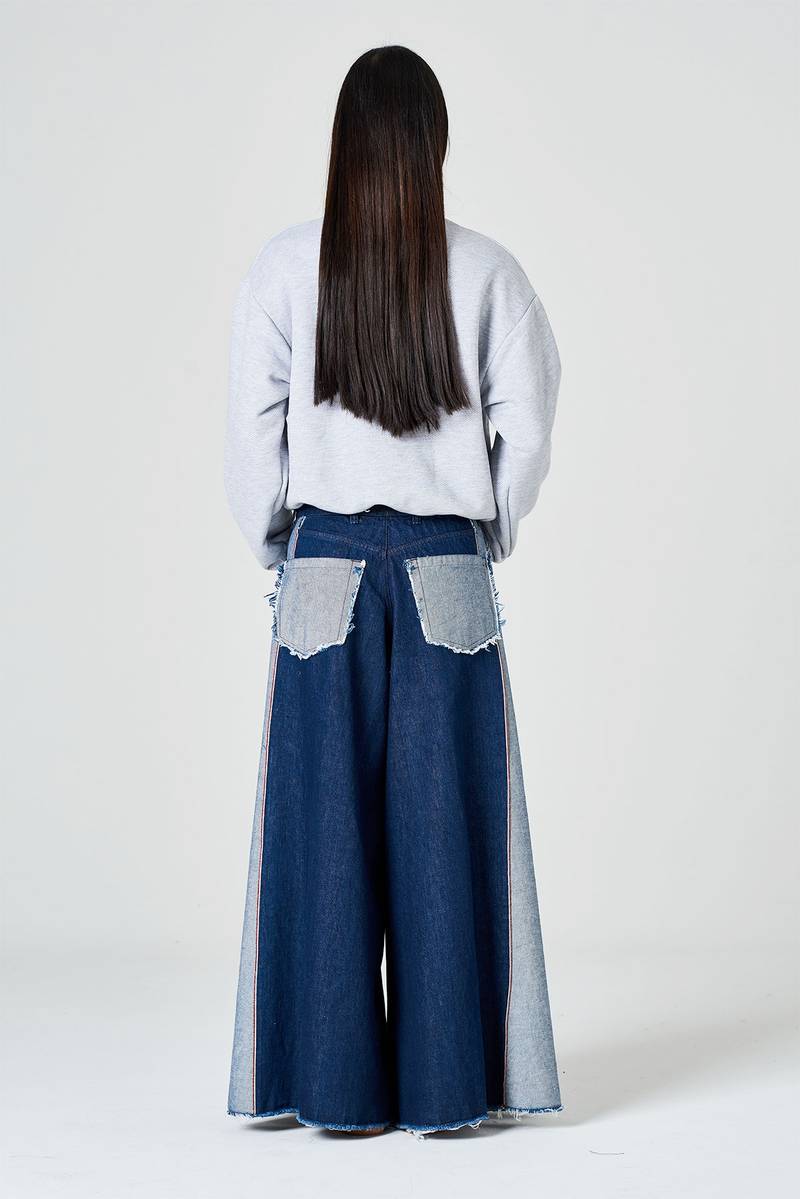 White sand Pantalone palazzo cinque tasche in denim Grandi sconti