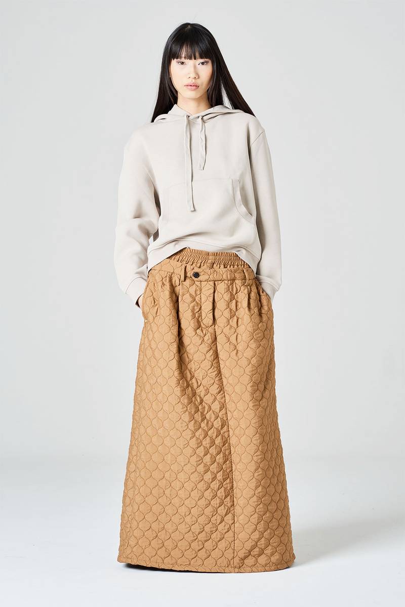 White sand Gonna lunga in tessuto trapuntato