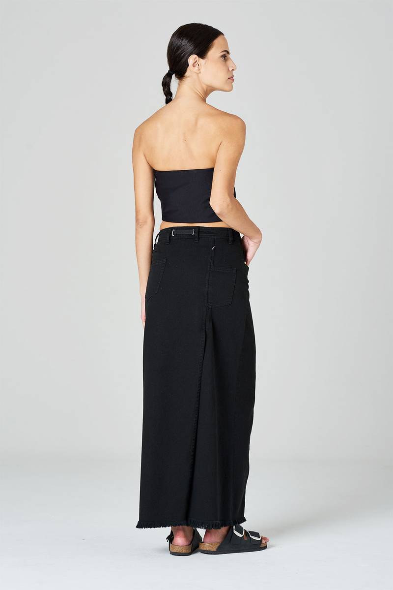 White sand Gonna dritta in denim chiusura con il bottone Bestseller