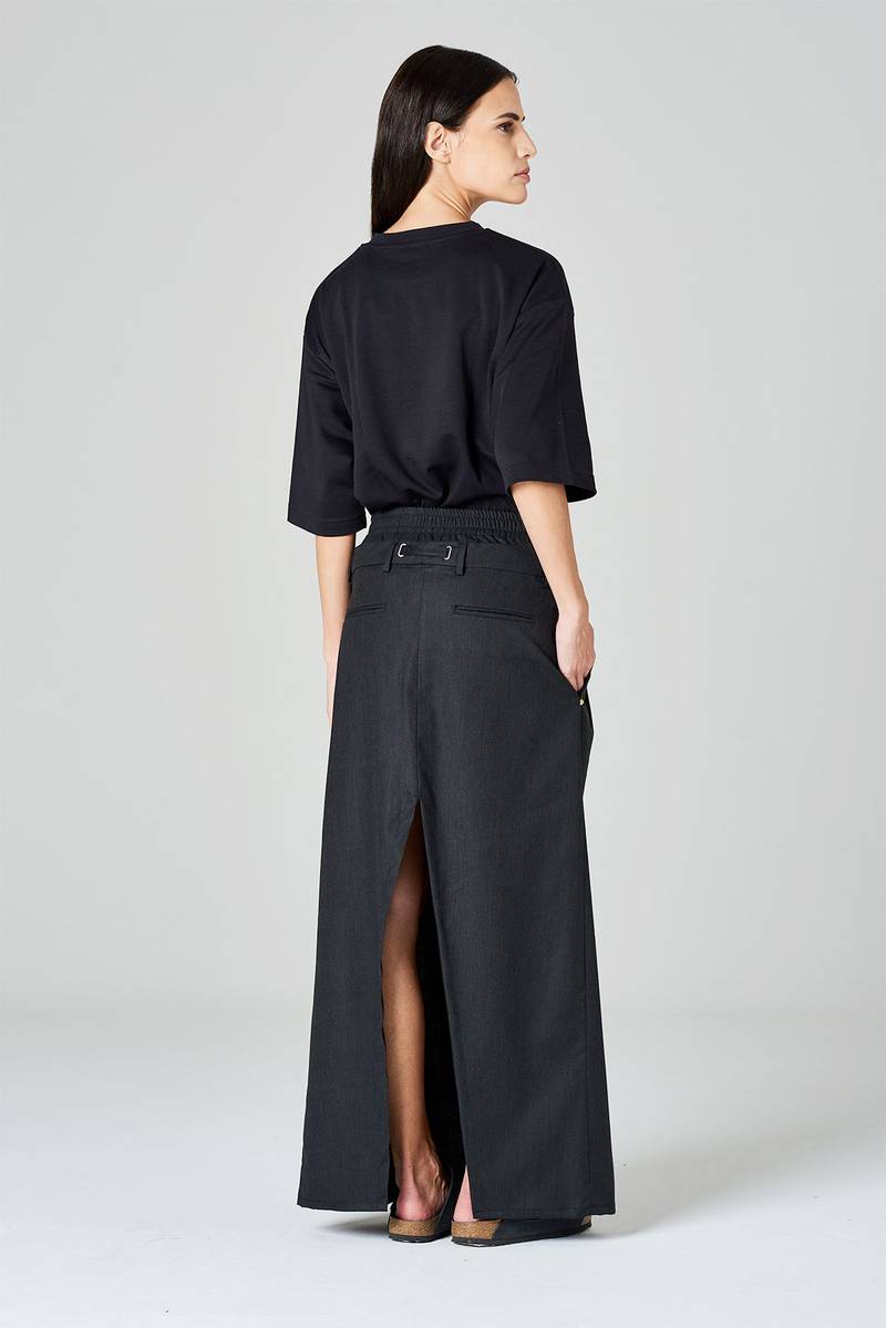 White sand Gonna con doppia vita in tessuto misto lana Offerte stagionali