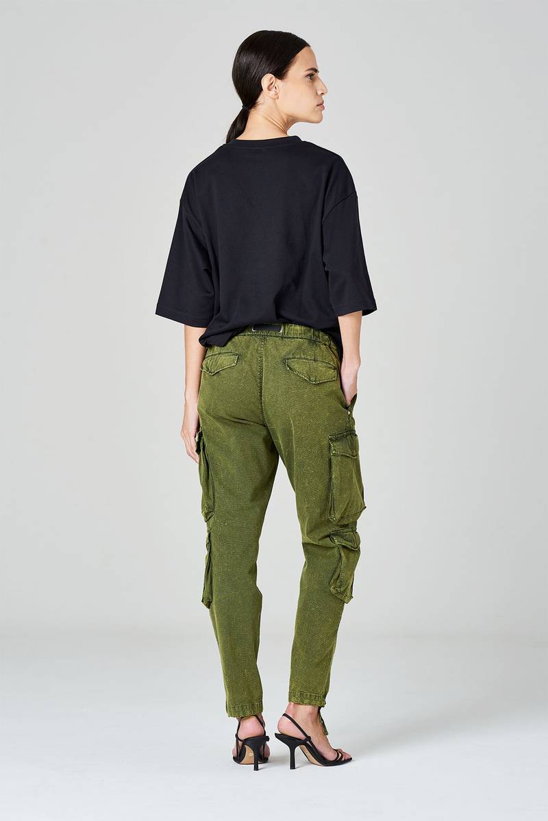 White sand Pantaloni cargo in cotone ripstop doppia tintura Offerte speciali