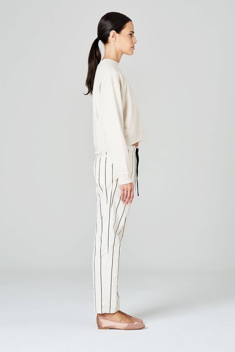 White sand Pantaloni in tessuto rigato misto viscosa Enormi risparmi