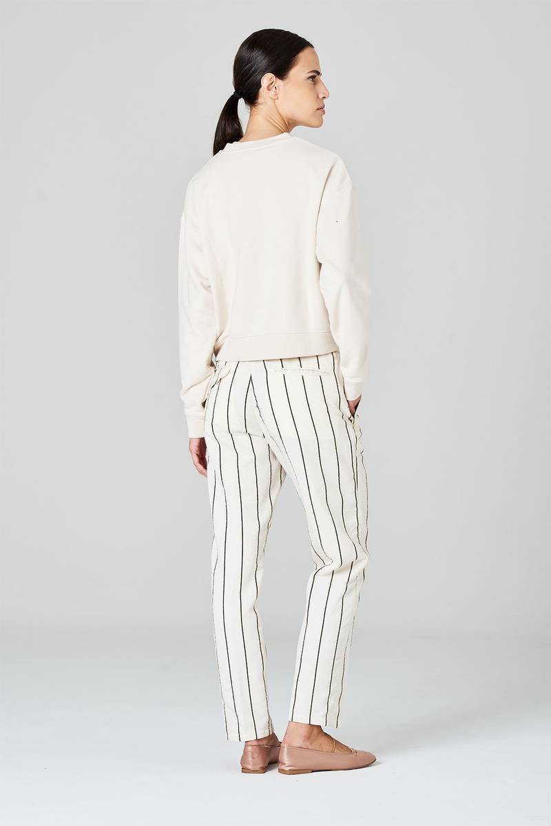 White sand Pantaloni in tessuto rigato misto viscosa Enormi risparmi