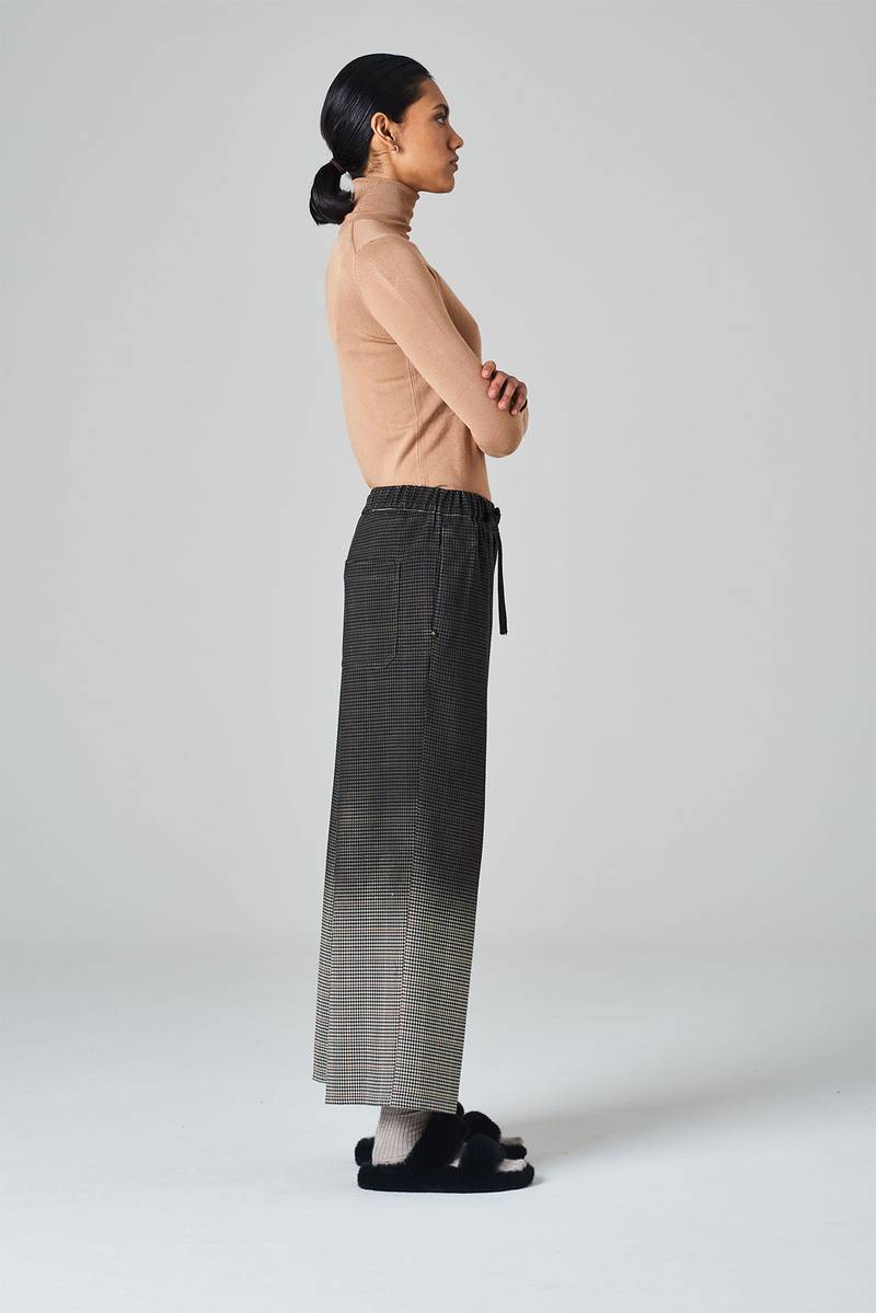 White sand Pantalone crop gamba ampia con elastico in vita e cinturino regolabile Fino al 60% di sconto