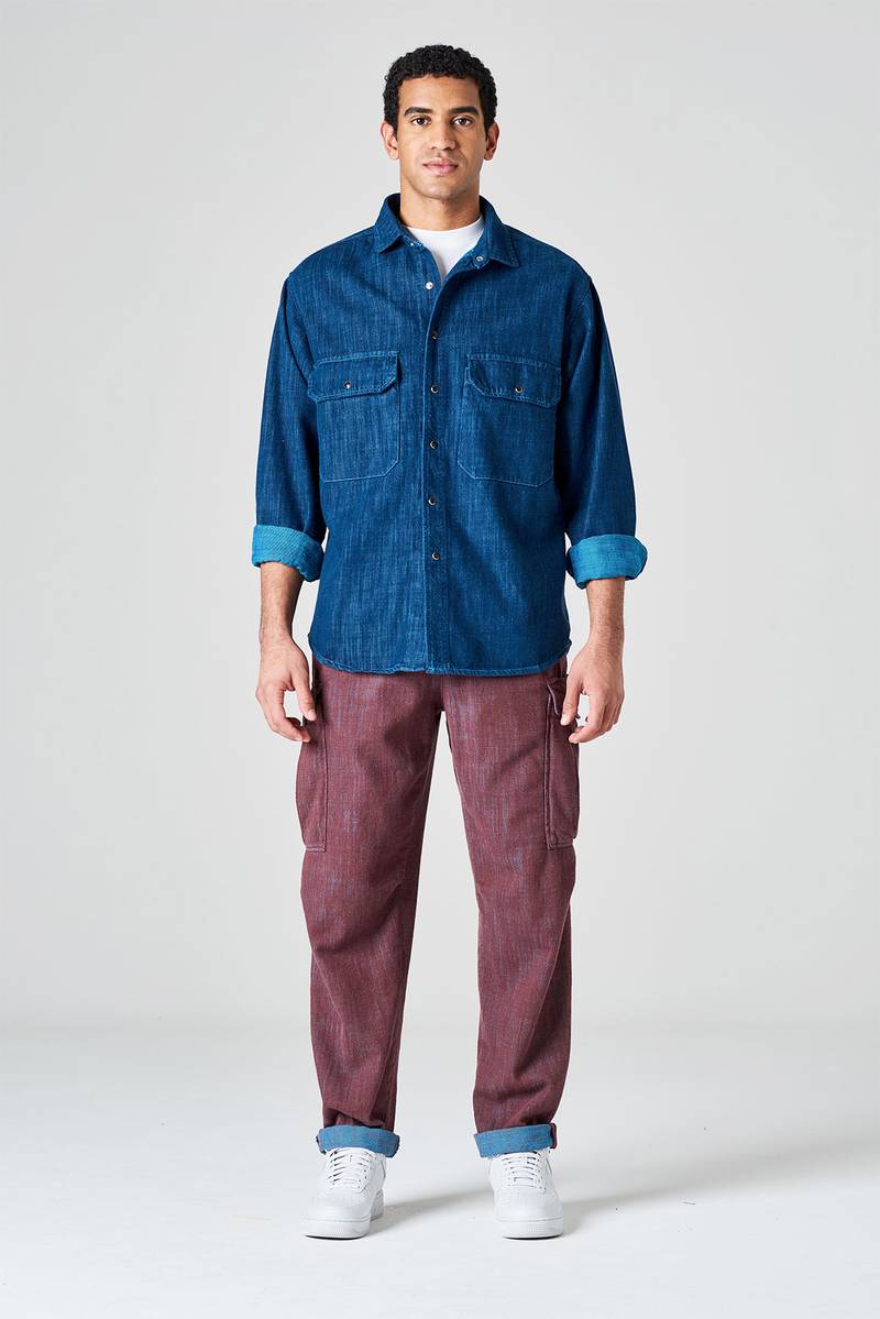 White sand Camicia oversize denim bi-color Discount Store per i nuovi prodotti