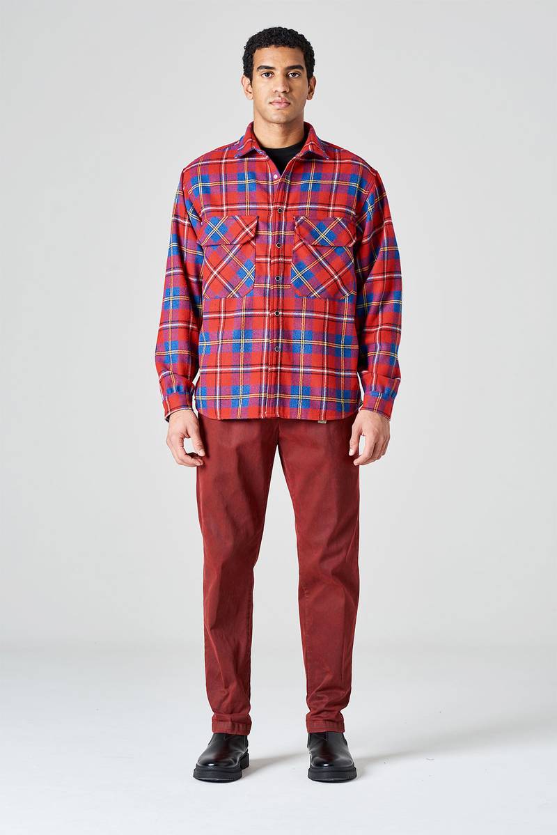 White sand Camicia oversize stampa check