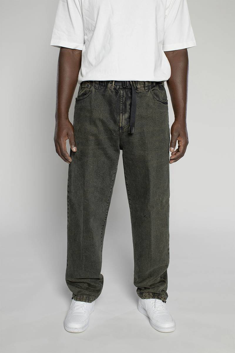 White sand Pantalone cinque tasche in denim trattato In vendita