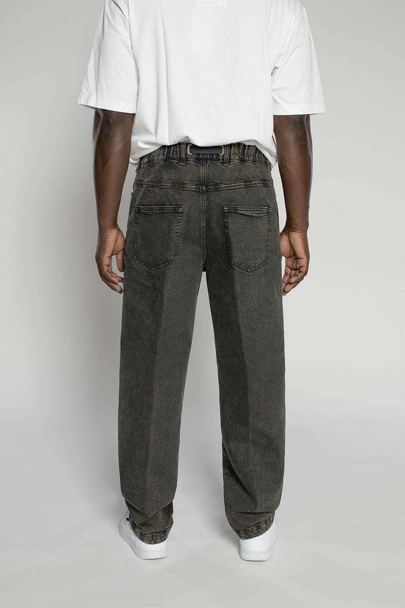 White sand Pantalone cinque tasche in denim trattato In vendita