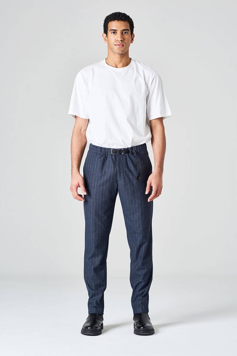 White sand Pantalone in flanella gessata