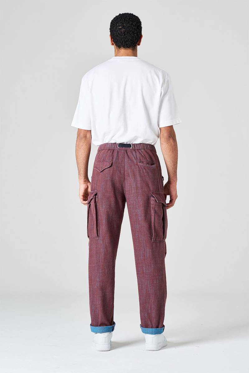 White sand Pantalone cargo in bull denim bi-color Negozi Online