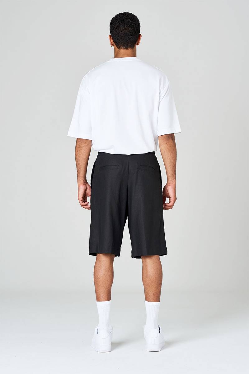 White sand Bermuda modello basket in misto cotone-lino Sottocosto