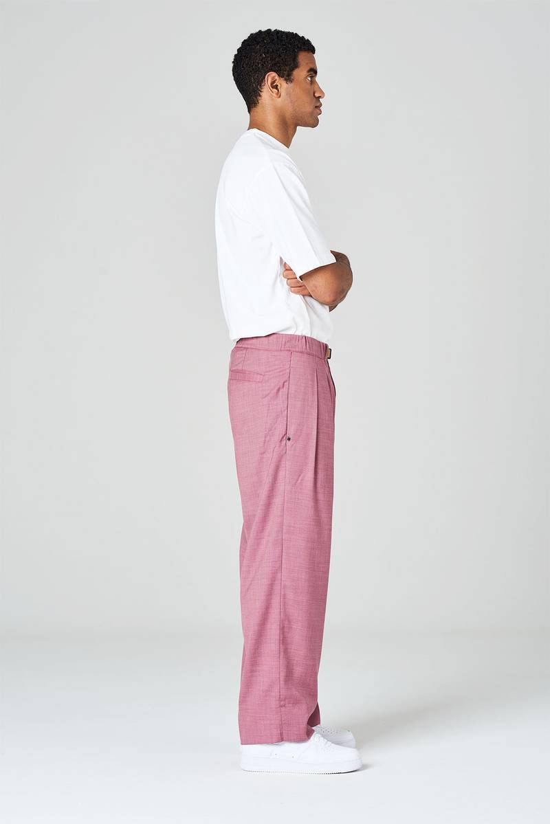 White sand Pantaloni gamba ampia con pinces in tessuto effetto lana Novità