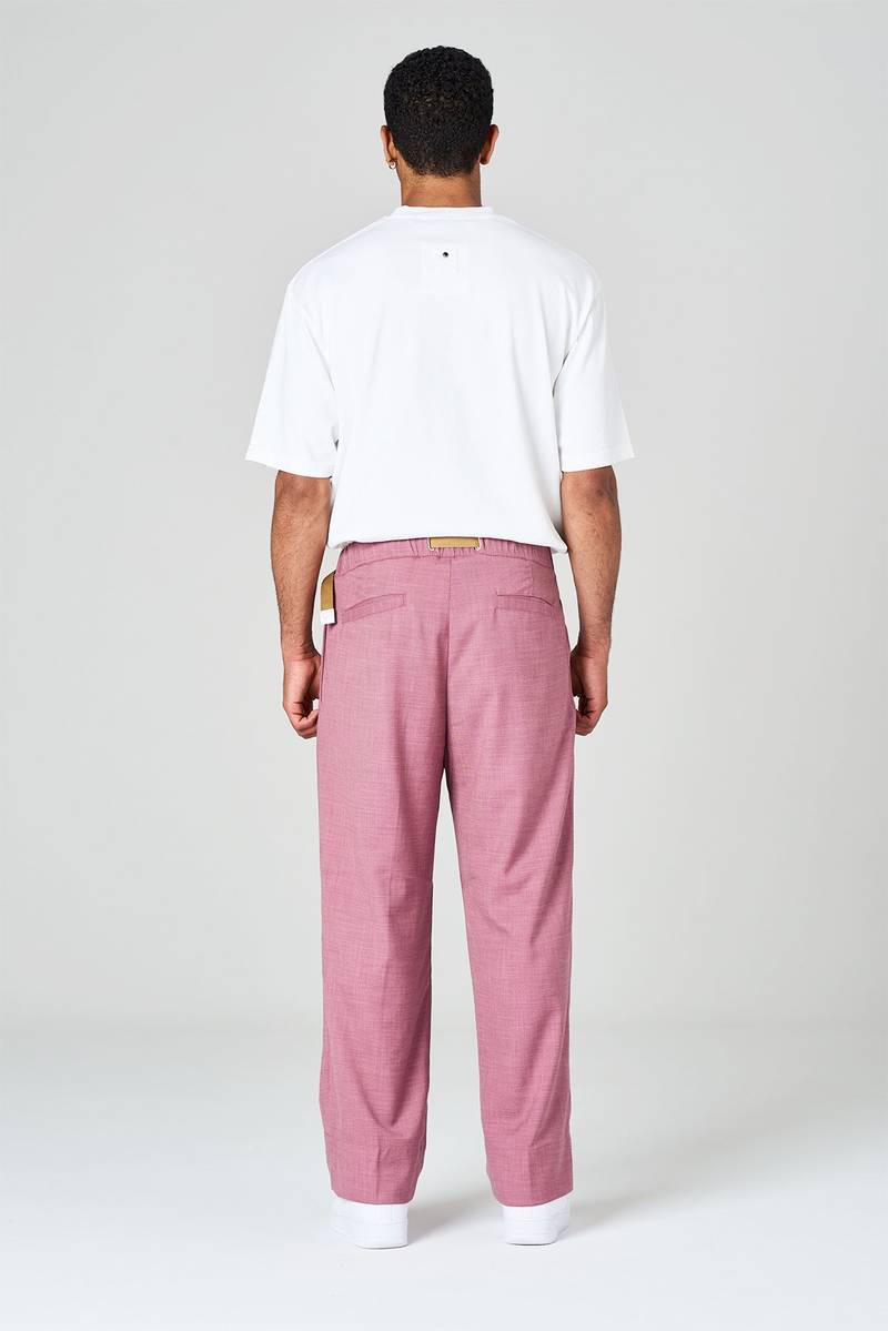 White sand Pantaloni gamba ampia con pinces in tessuto effetto lana Novità