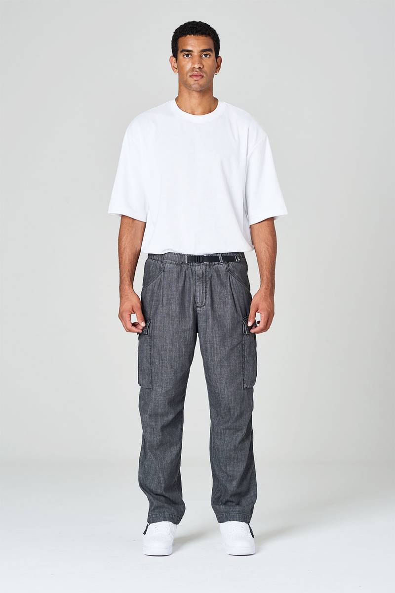 White sand Pantaloni cargo con gamba dritta in denim di cotone