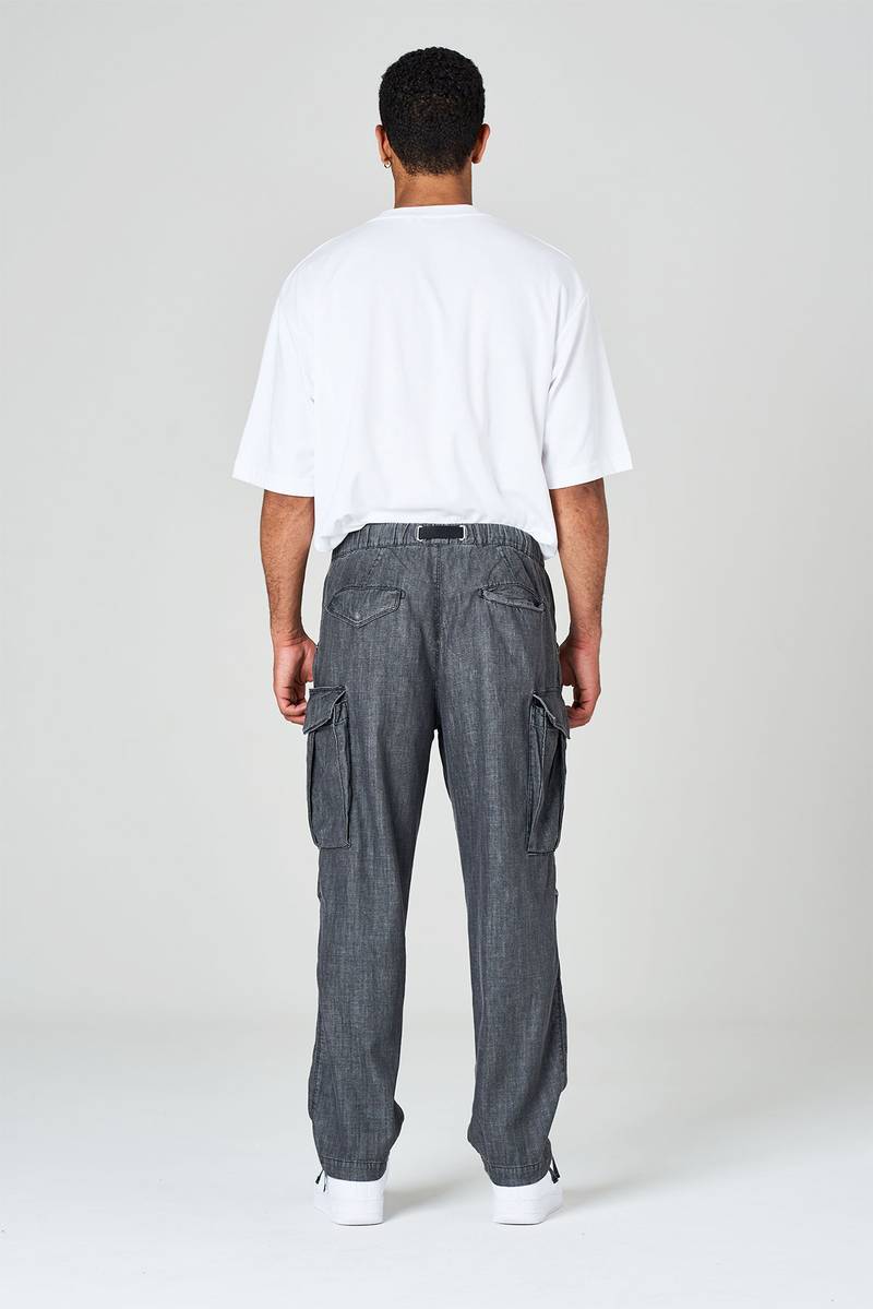 White sand Pantaloni cargo con gamba dritta in denim di cotone Online