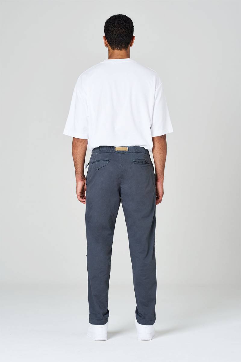 White sand Pantaloni in gabardina di cotone con toppe Vendita Calda