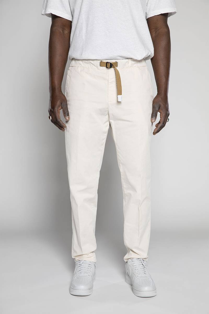 White sand Pantaloni in gabardina di cotone Saldi Di Fabbrica