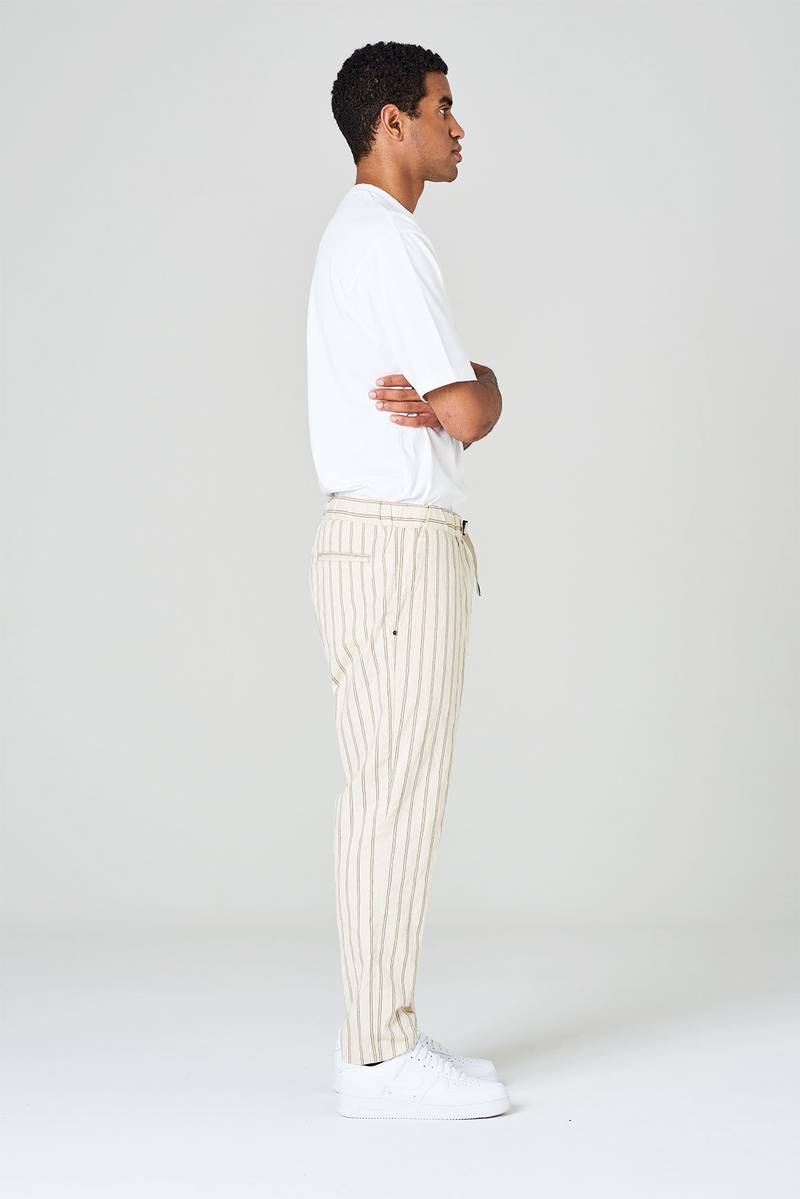White sand Pantaloni rigati in misto cotone con vita elasticizzata I Più Venduti