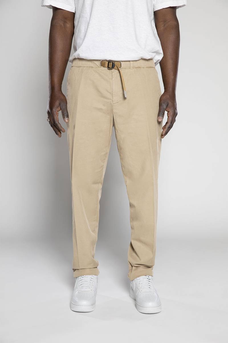 White sand Pantaloni in gabardina misto cotone-lino Sconto di tempo limitato