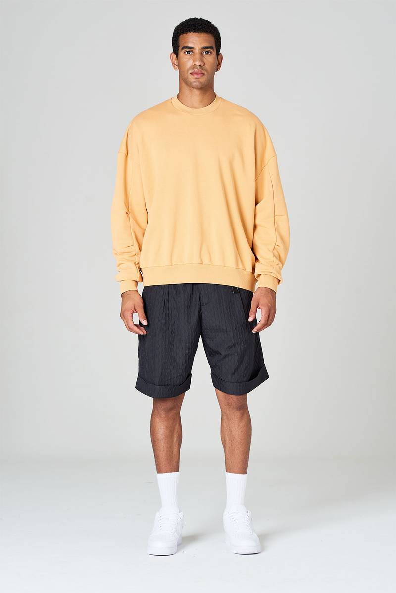 White sand Felpa girocollo in jersey di cotone tinto in capo