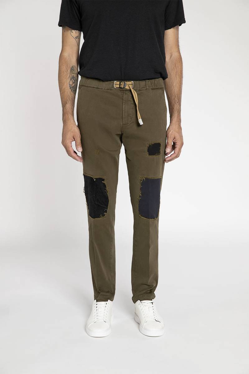 White sand Pantalone in cotone stretch con toppe Smaltimento dello stoccaggio