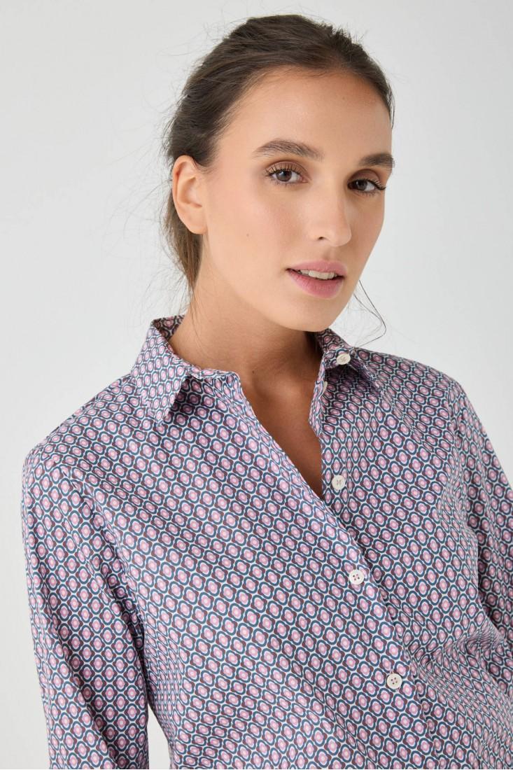 Zanetti 1965 Camicia in cotone stretch geometrico Negozi Online