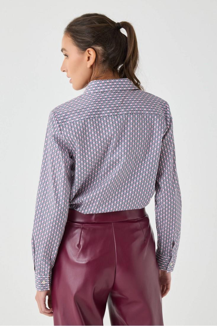 Zanetti 1965 Camicia in cotone stretch geometrico Negozi Online