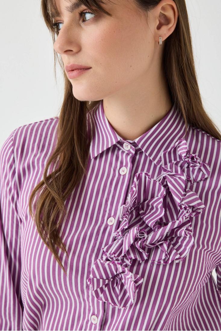 Zanetti 1965 Camicia a righe con dettaglio a fiori Consegna Veloce